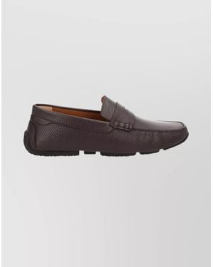 Bally Textured Leather Loafers Rubber Sole - Brown