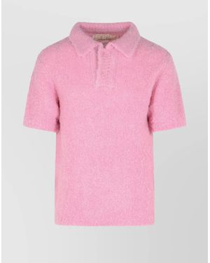 ERL Textured Fabric Polo Shirt With Short Sleeves - Pink