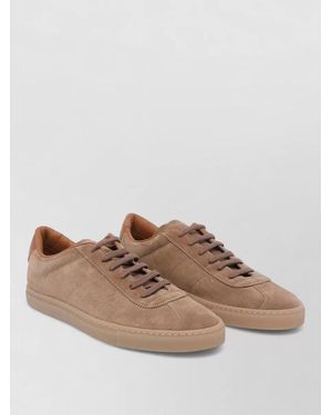 Common Projects Suede Low Top Trainers With Contrast Heel Tab - Brown