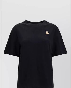 Maison Kitsuné Cotton Ribbed Crew Neck Short Sleeve T-Shirt - Black