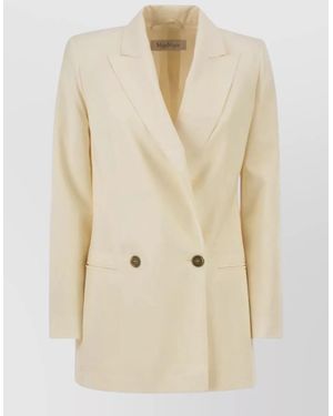 Max Mara Tailored Double Breasted Suit Jacket Nylon Silk - Natural