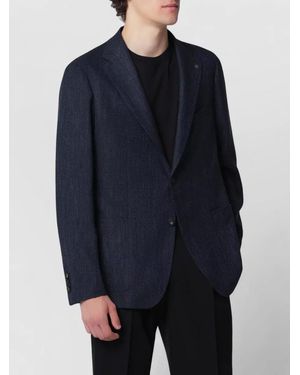 Tagliatore Herringbone Regular Fit Suit Notched Lapel - Blue