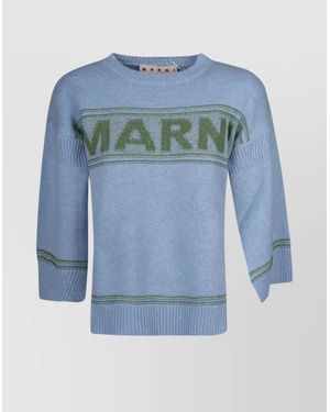 Marni Knitwear With Ribbed Cuffs And Hem - Blue