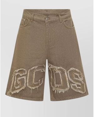 Gcds Logo Lounge Shorts Belt Loops Pockets - Natural