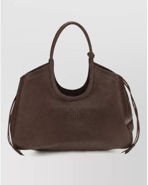 Miu Miu Ivy Nappa Leather Tote Bag - Brown