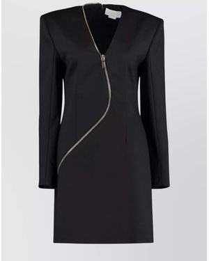 Genny Wool-Blend V-Neck Dress - Black