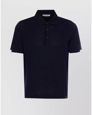 Premiata Polo Shirt With Ribbed Collar And Short Sleeves - Blue