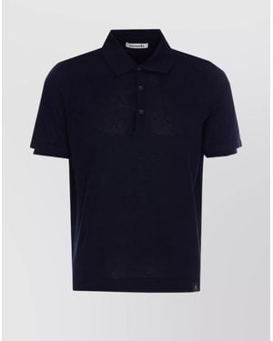 Premiata Polo Shirt With Ribbed Collar And Short Sleeves - Blue
