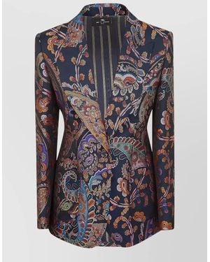 Etro Fitted Peak Lapel Blazer - Blue