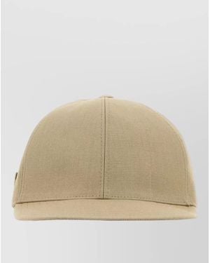 Prada Linen Baseball Cap Curved Brim Design - Natural
