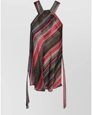 The Seafarer Asymmetric Hem Sleeveless Shirt Tie Back - Red