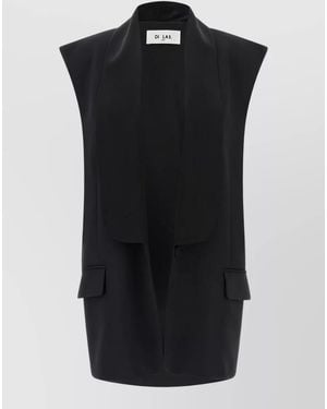 DI.LA3 PARI' Tuxedo Style Vest Jacket Notch Lapel - Black