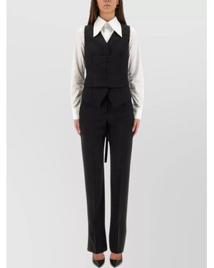 McQueen Wool Fitted Vest Top - Black