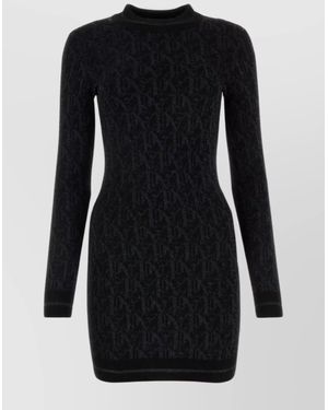 Palm Angels Metallic Monogram Jacquard Mini Dress - Black
