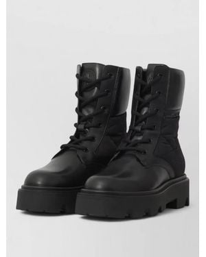 Moncler Aurea Lace Up Leather Ankle Boots - Black