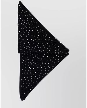 Pinko Wool Rhinestone-Embellished Triangular Scarf - Black