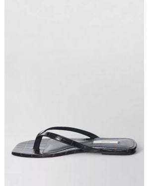 TOTEME Leather Croc Effect Flat Square Toe Sandals - Multicolour