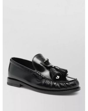 Christian Louboutin Leather Tassel Embellished Loafers - Black