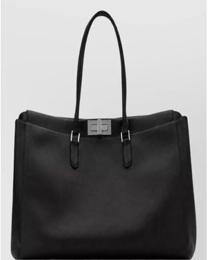 Fendi Leather Peekaboo Tote Bag - Black