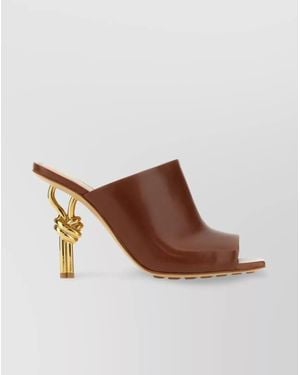 Bottega Veneta Leather Knot Mules - Brown