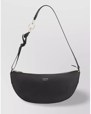 Ferragamo Leather Half-Moon Shoulder Bag - Black