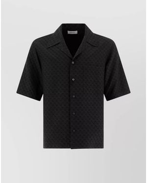 McQueen Skull Jacquard Short-Sleeve Shirt - Black