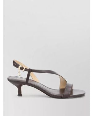 Michael Kors Leather Slingback Sandals Open Toe Kitten Heel - Grey