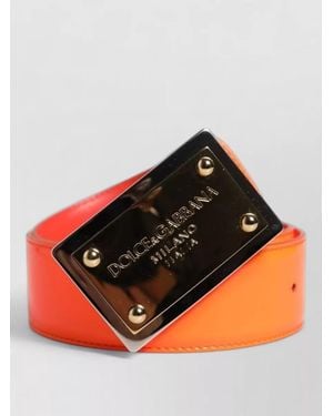 Dolce & Gabbana Leather Logo Buckle Belt - Orange