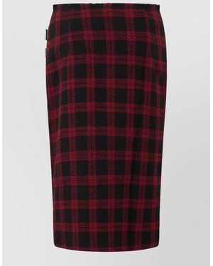 Pinko High Waist Midi Skirt Check Pattern - Red