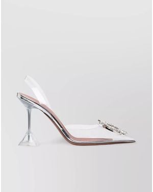 AMINA MUADDI Sculpted Heel Slingback Court Shoes With Crystal Embellishment - White