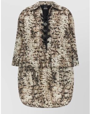 Pinko Agra Animal Print Jacket Buttoned Cuffs Pockets - Multicolour