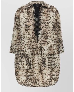 Pinko Agra Animal Print Jacket Buttoned Cuffs Pockets - Multicolour