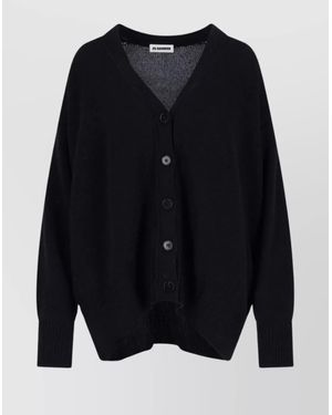 Jil Sander Ribbed Cuffs V-Neckline Long Sleeves - Blue