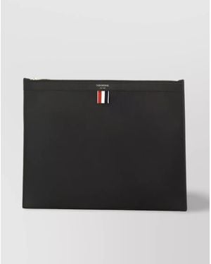 Thom Browne Leather Zip Clutch Bag - Black