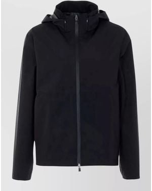 Herno Hooded Zip Jacket Long Sleeves Waterproof - Blue