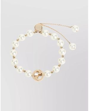 Gucci Chain Bracelet With Metallic Pearls - White
