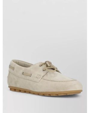 Hogan Suede Lace Up Loafers Metal Eyelets - White