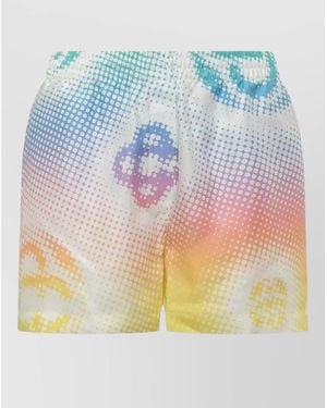 CASABLANCA Silk Relaxed-Fit Printed Knee-Length Shorts - Blue