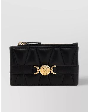 Versace Quilted Medusa Hardware Card Holder - Black