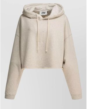 Golden Goose Cotton Oversized Cropped Crystal Hoodie - Natural