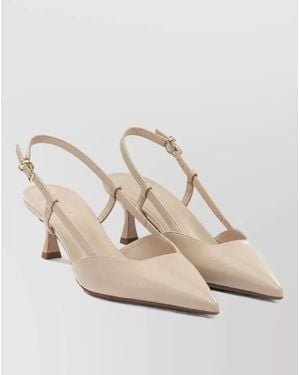 Sergio Levantesi Leather Slingback Pumps - Natural