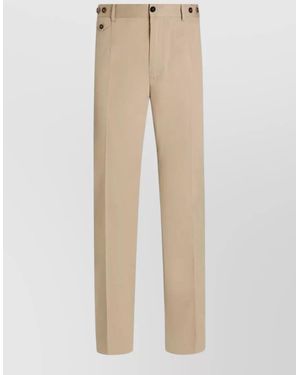Dolce & Gabbana Tailored Trousers Button Detail Belt Loops - Natural