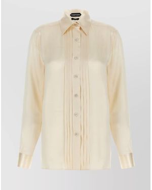 Tom Ford Silk Pleated Shirt - Natural