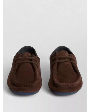 Jil Sander Hood Suede Moccasin Lace Up Loafers - Brown
