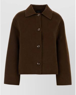 Soeur Wool Blend Fitted Overshirt - Brown