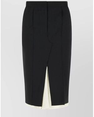 Marni Virgin Wool Asymmetric Midi Skirt - Black
