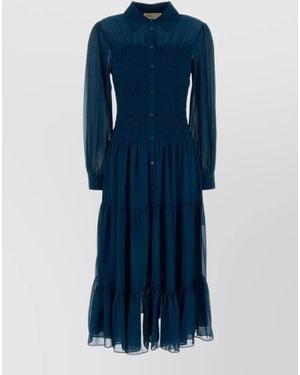Michael Kors Georgette Shirt Midi Dress - Blue