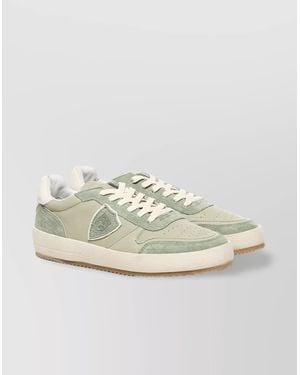 Philippe Model Suede Sneakers With Calfskin Panels - Natural