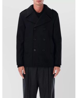 Saint Laurent Wool Double-Breasted Coat - Blue