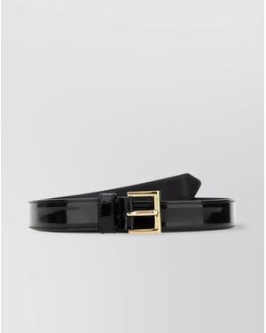 Prada Patent Leather Logo-Plaque Belt - Black